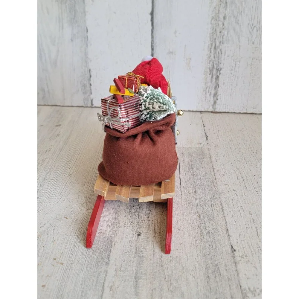 Village gnomes red sled‎ present tree Xmas Decor figure